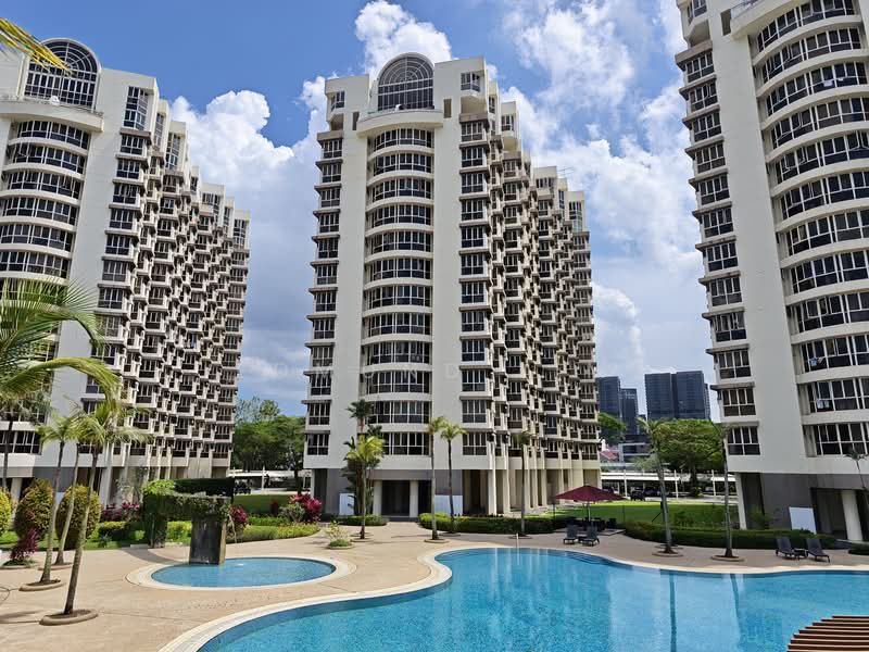 Bullion Park's seven towers and the main pool — the scale of the development from ground level shows what 515,000 sqft of land buys at 472 units