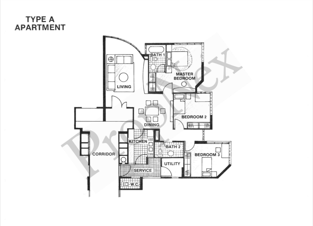Bullion Park 3BR Type A floor plan