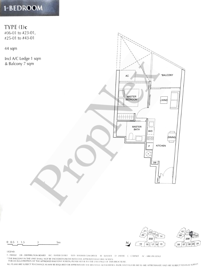 Commonwealth Towers 1 bedroom floor plan type 1c 474 sqft