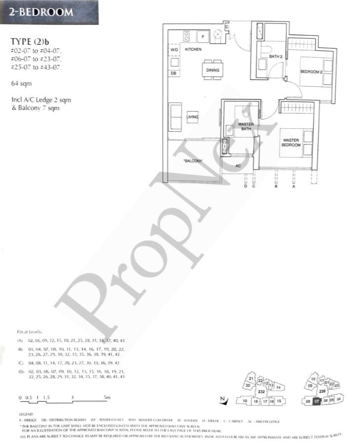 Commonwealth Towers 2 bedroom floor plan type 2b 689 sqft