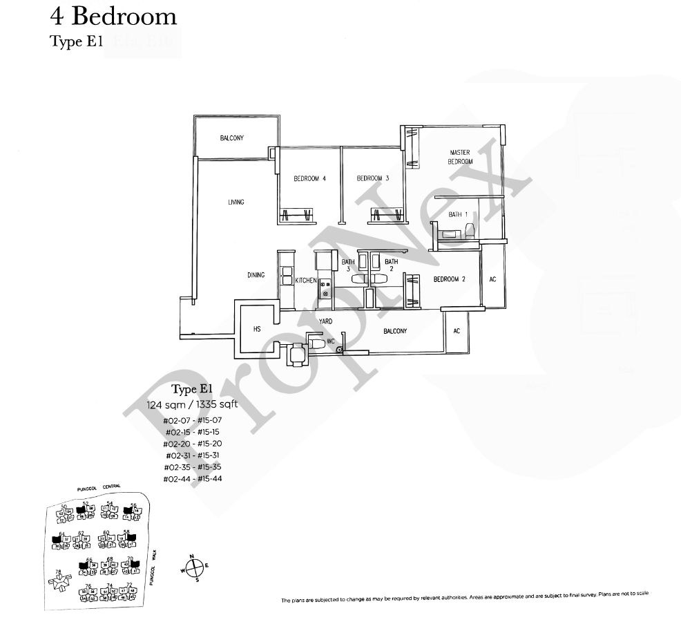 A Treasure Trove E1 4-bedroom floor plan 1335 sqft Punggol Walk