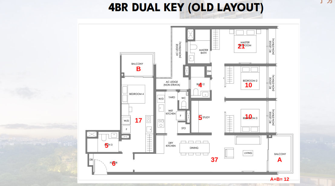 Nava Grove 4-bedroom dual-key floor plan, 1,464 sqft, the original stack 14 layout now retired