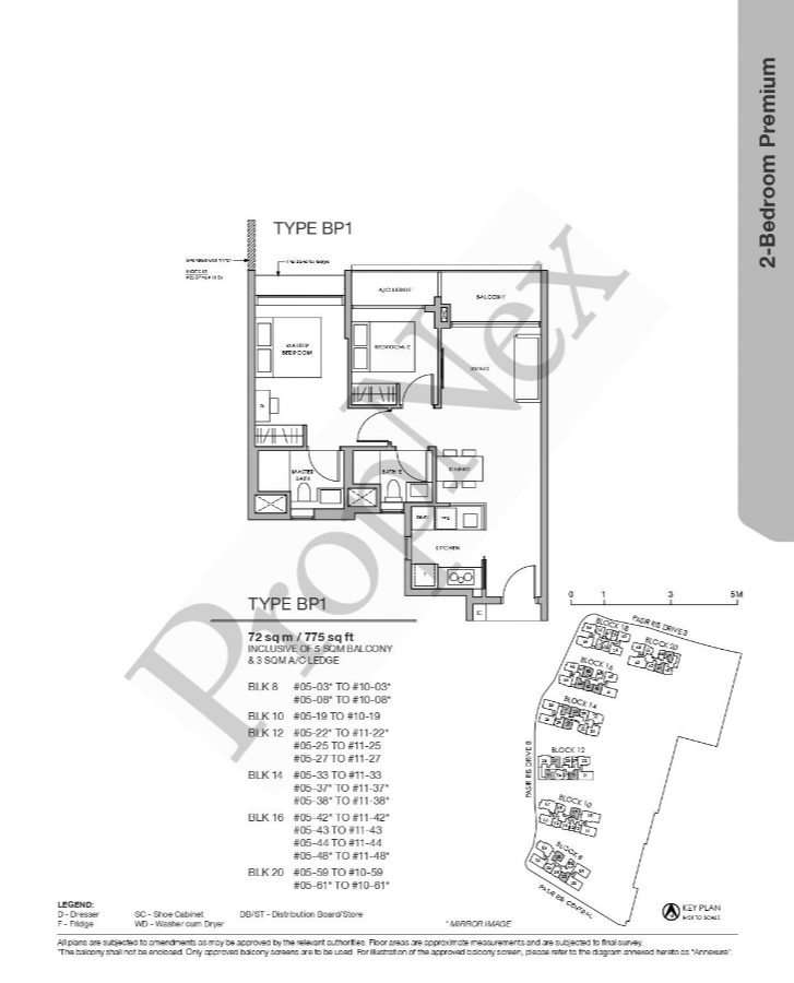 Pasir Ris 8 2-bedroom Premium floor plan BP1 at 775 sqft