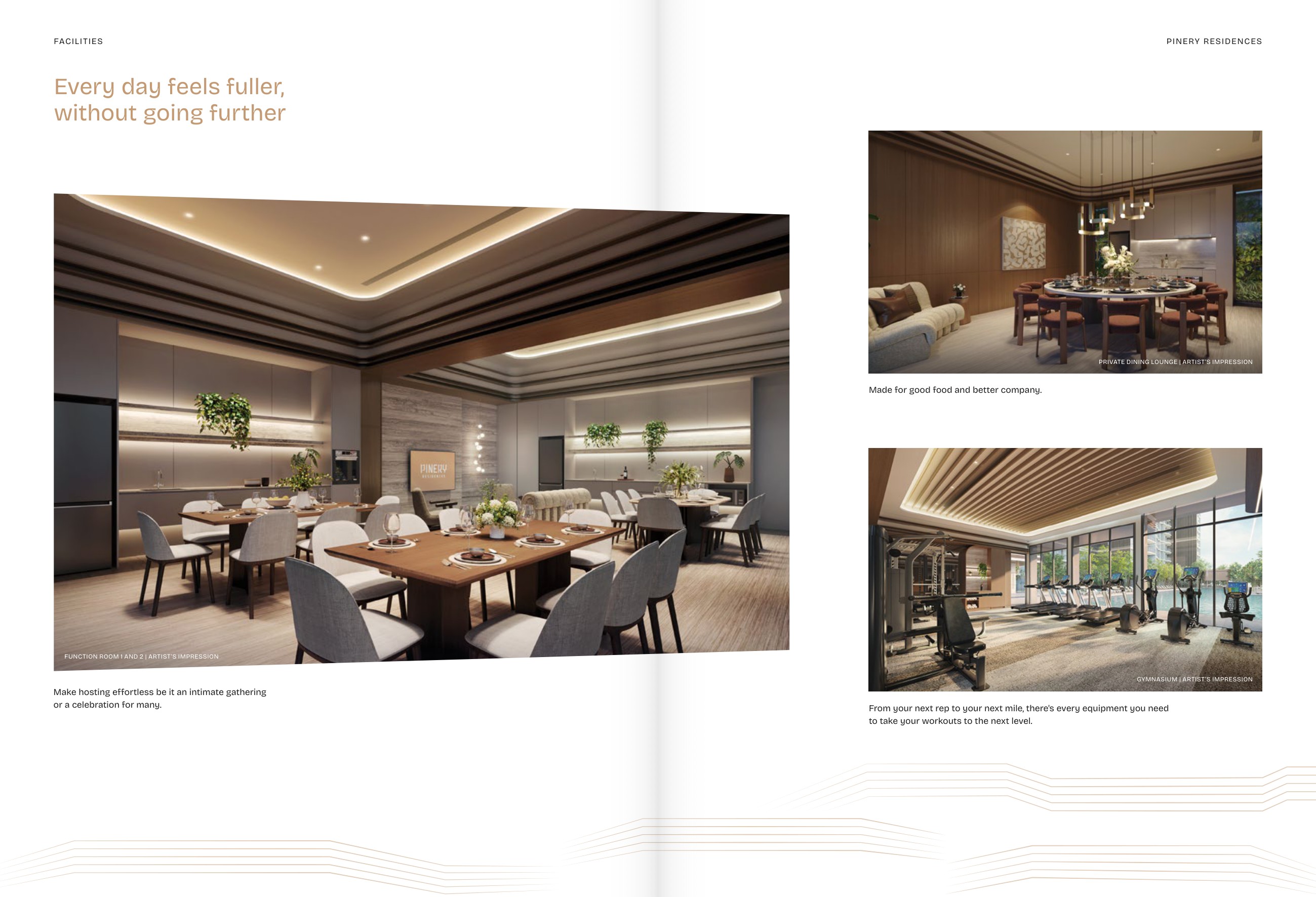 Pinery Residences clubhouse lounge with premium interior finishes and poolside views, The Pinery House, artist impression