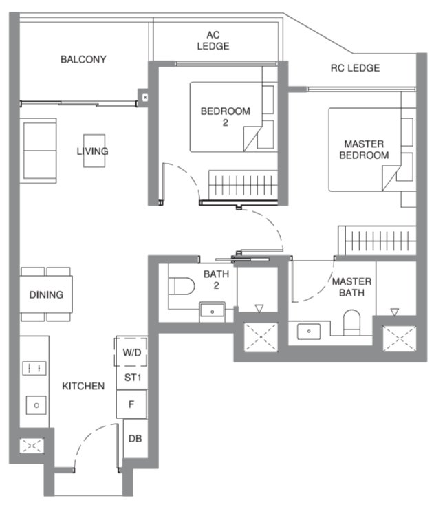 Pinery Residences 4-bedroom luxury plus study Type D5 showflat interior showing the master bedroom with walk-in wardrobe area