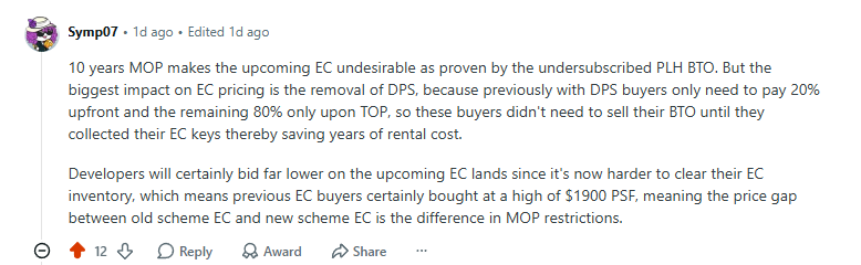 Symp07 comment about DPS removal being the biggest EC pricing lever