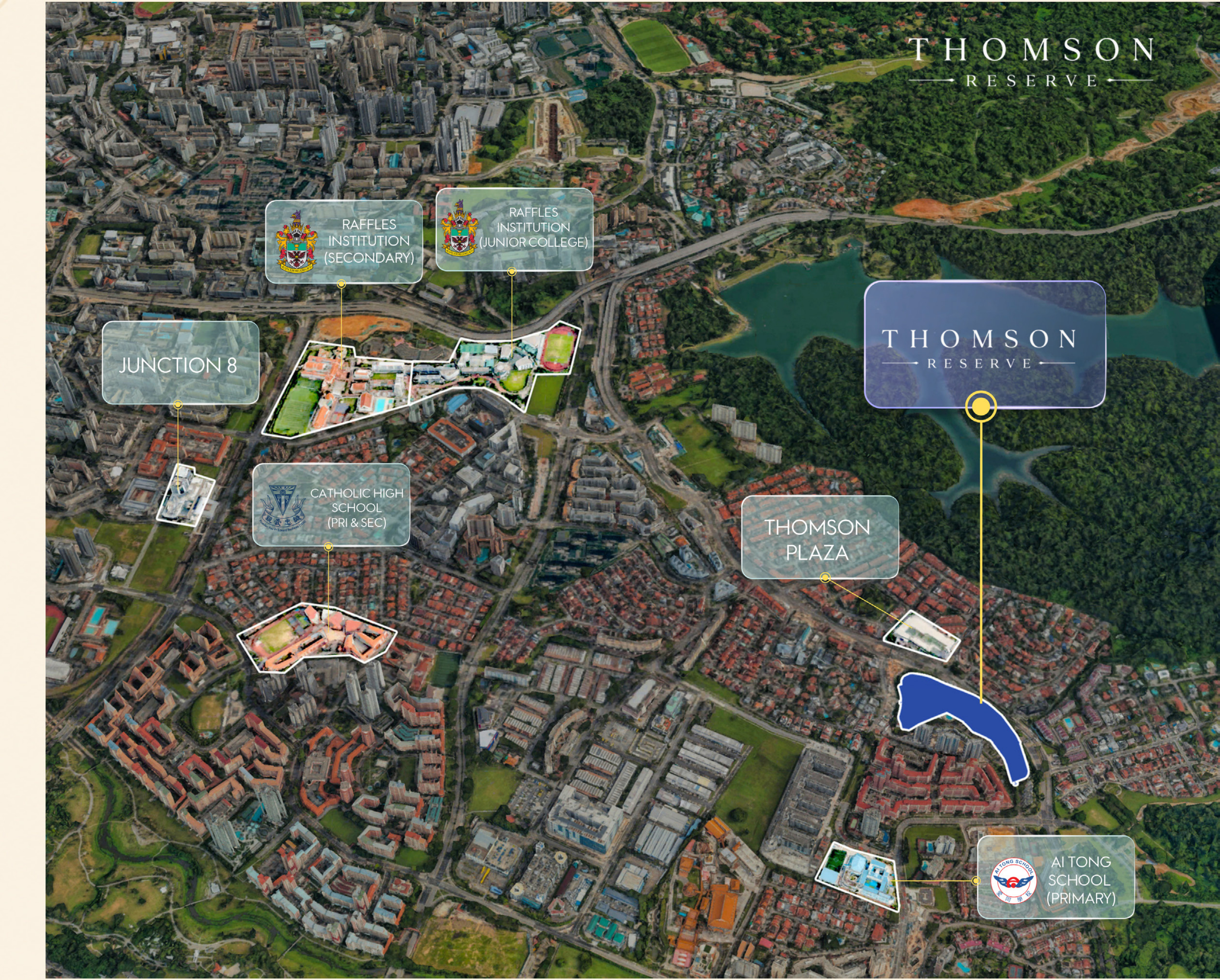 Aerial view of the Thomson Reserve site at Bright Hill Drive in Upper Thomson, beside Thomson Plaza, Junction 8 and Ai Tong School